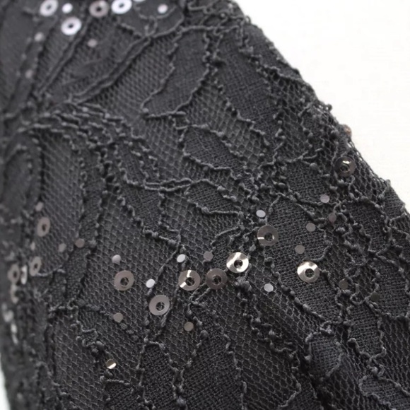 Lauren Ralph Lauren Evening Black Vintage ShimmerSequin Floral Textured Dress 6P - Picture 8 of 16